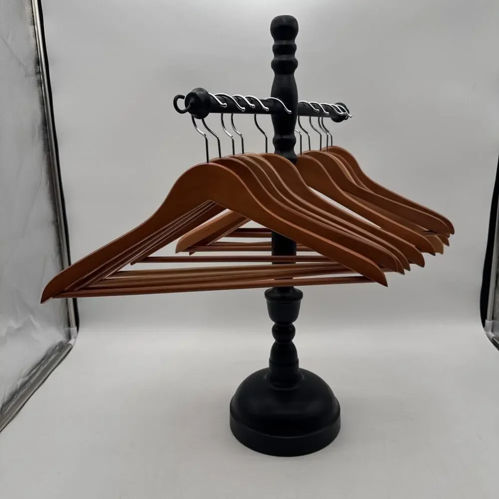 Lot Of 10 Beautiful Wood Hangers For Pants And Or Suits